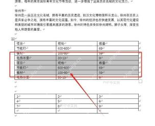 Word 表格中选中需要设置居中的单元格区域