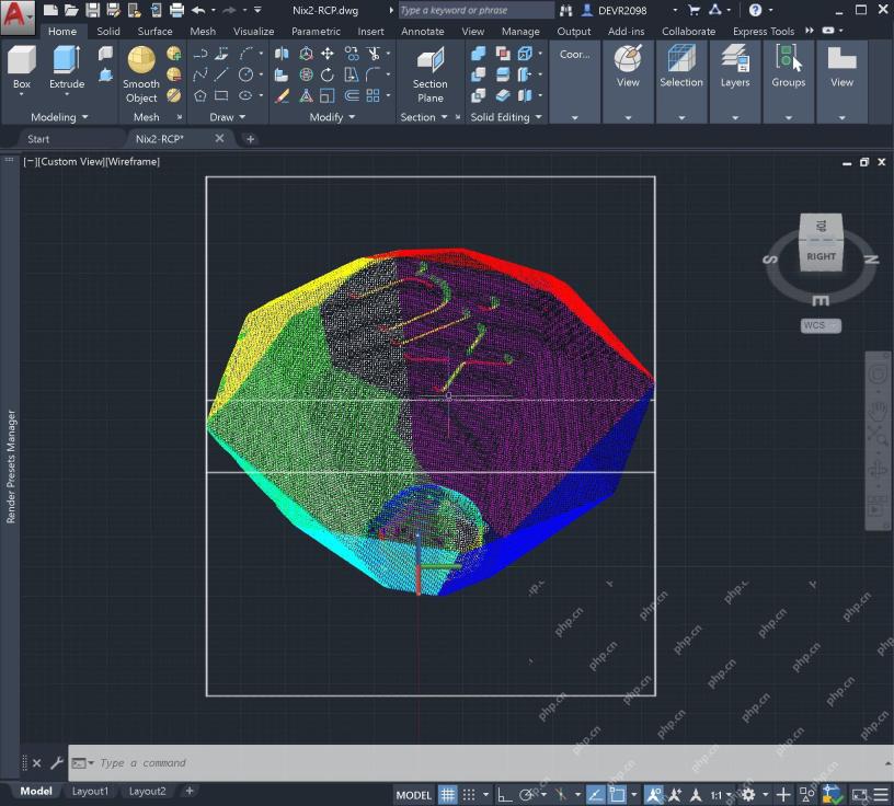 Windows AutoCAD 里通过 ReCap 点云路线载入模型后的界面截图,证明 STL 不能直接编辑时可以先走点云参照方案。