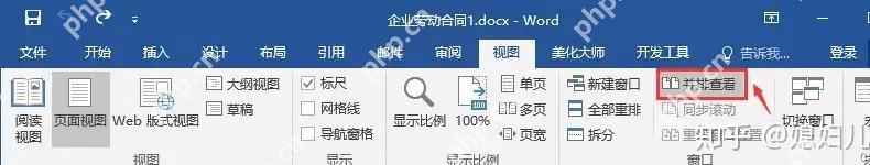 Word 中使用并排查看对照两个文档版本