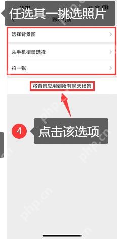 选择并应用微信聊天背景 微信聊天背景选择页面与相册入口