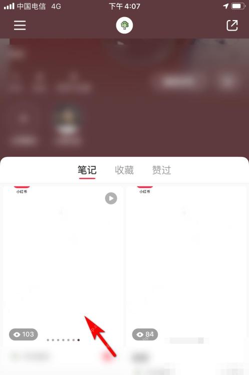 小红书个人主页笔记列表,用于找到自己发布的图片笔记