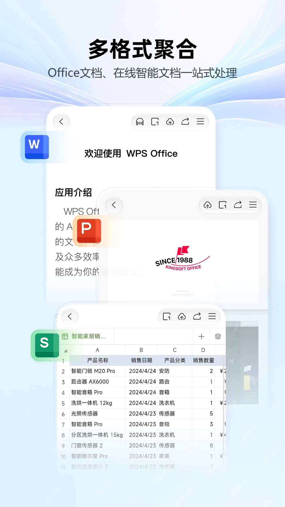 WPS Office手机端同时查看Word表格演示与PDF文件