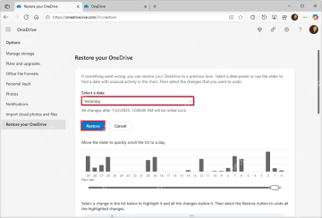 OneDrive 网页端还原 OneDrive 设置界面