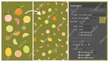 Illustrator Pattern Options 中检查图案色板和重复预览