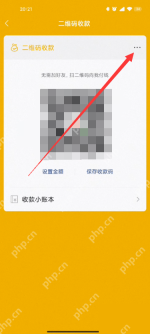 微信手机界面：打开二维码收款更多菜单