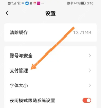 红果短剧设置页面中的支付管理入口