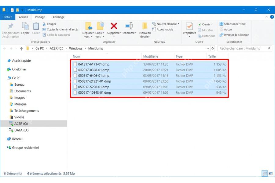 Win10 文件资源管理器中显示 Windows Minidump 文件夹里的 DMP 文件