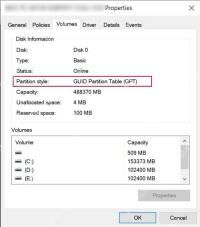 Win10 磁盘属性卷选项卡显示 GUID 分区表 GPT