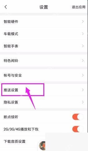 喜马拉雅界面:推送设置
