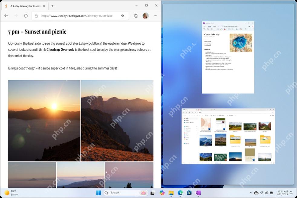 Win11使用方向键后选择另一侧窗口完成分屏