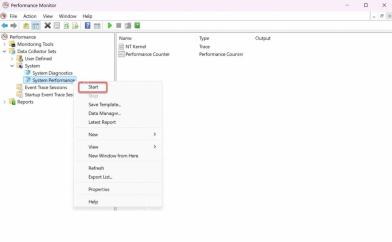Win11 性能监视器中启动系统诊断数据收集器