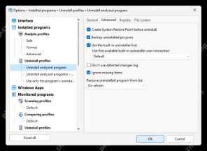 Total Uninstall Windows Options 中打开 Uninstall profiles 设置页。