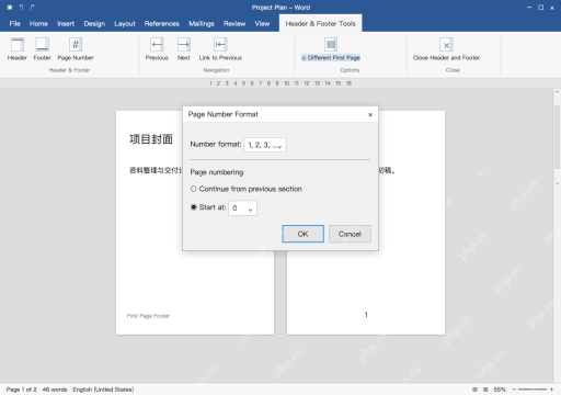 模拟 Microsoft Word完整窗口：正文从 1 显示时，把起始值设为 0
