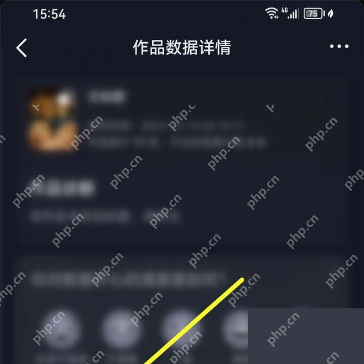 抖音中文手机界面，作品数据详情页，证明进入作品数据这一步
