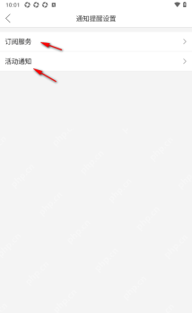 拼多多 Android 通知提醒设置页面中的订阅服务和活动通知分项,用于选择关闭范围
