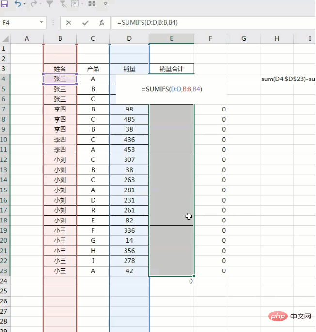 How to sum irregular merged cells in excel