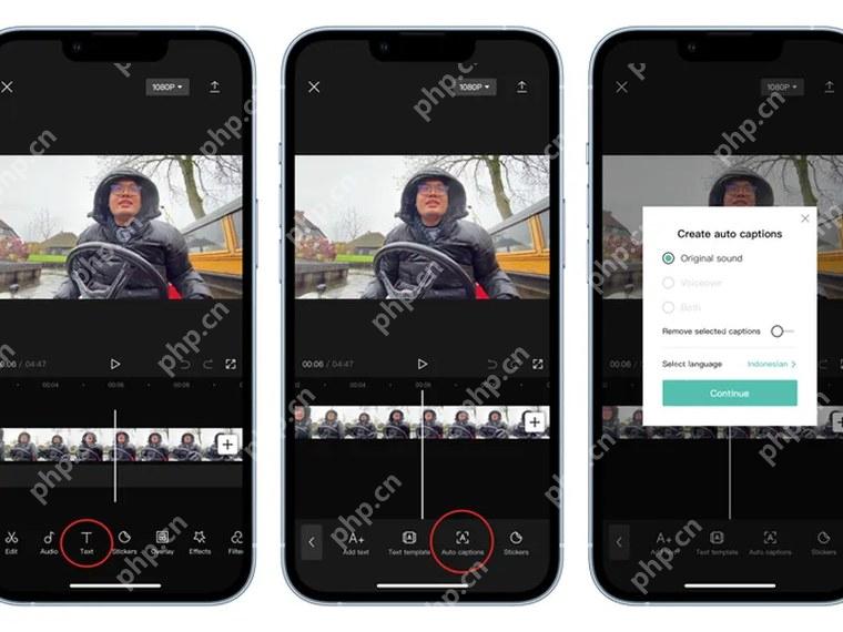CapCut APP 剪辑字幕入口界面