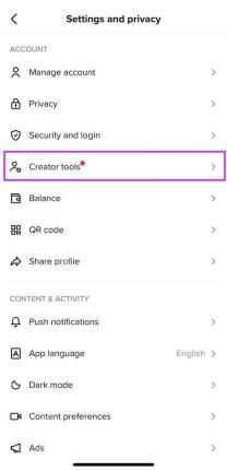 TikTok APP 设置与语言入口界面