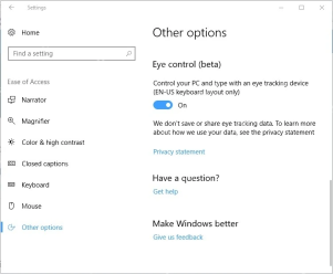 Win10 眼球控制开关