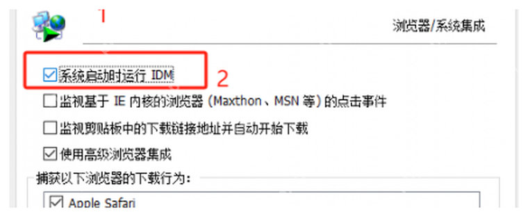 中文 IDM General 页开机自动启动复选框被标出。
