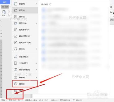 WPS文件后台菜单左侧选项入口用于打开设置窗口