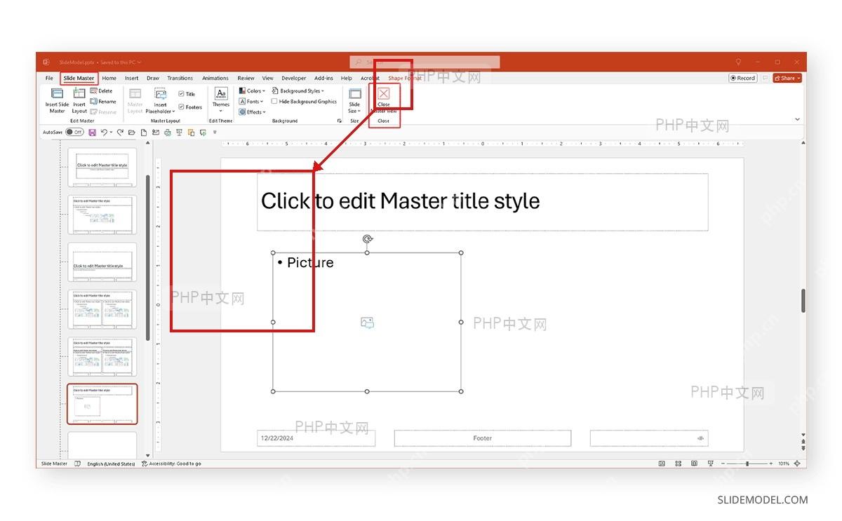PowerPoint 母版正文区域中绘制图片占位符