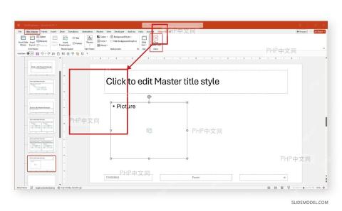 PowerPoint 母版正文区域中绘制图片占位符