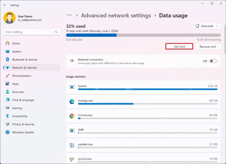Win11怎么设置流量限制防止超额