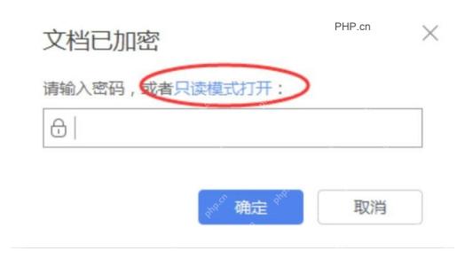 WPS 文档已加密提示中的只读模式入口，用于验证电子章文档的打开状态