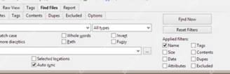 XYplorer Find Files 面板中的 Date 选项卡。