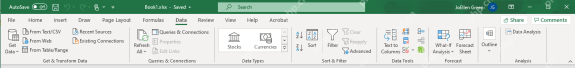 Excel 数据选项卡右侧显示 Data Analysis 按钮
