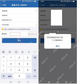 交管12123非本人机动车备案提交结果页面
