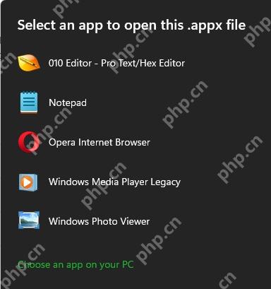 Windows 11 打开 appx 安装包时出现选择应用窗口