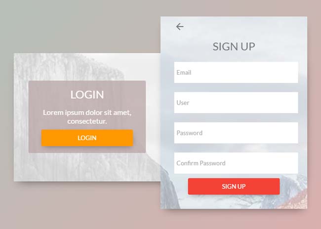 CSS3 login registration window interface sliding switching effect