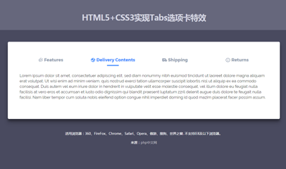 HTML5CSS3实现Tabs选项卡特效