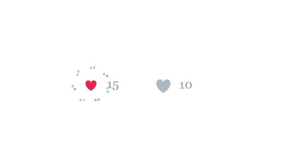 jQuery的Twitter推特红心点赞CSS3动画按钮特效