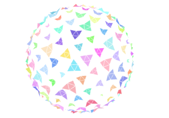 多边形多彩折纸构图动态圆球js特效动画