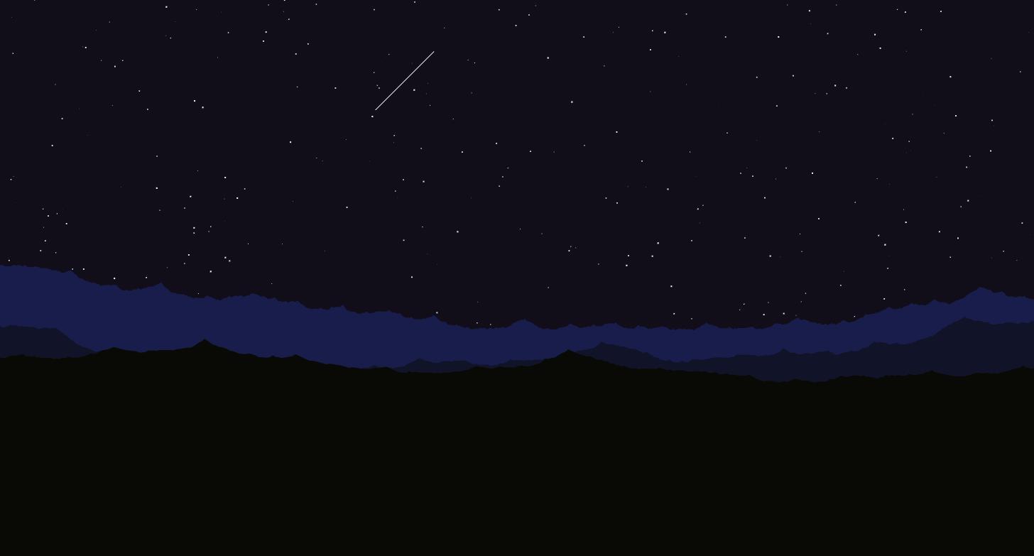 html5 canvas山顶夜空流星划过背景动画特效