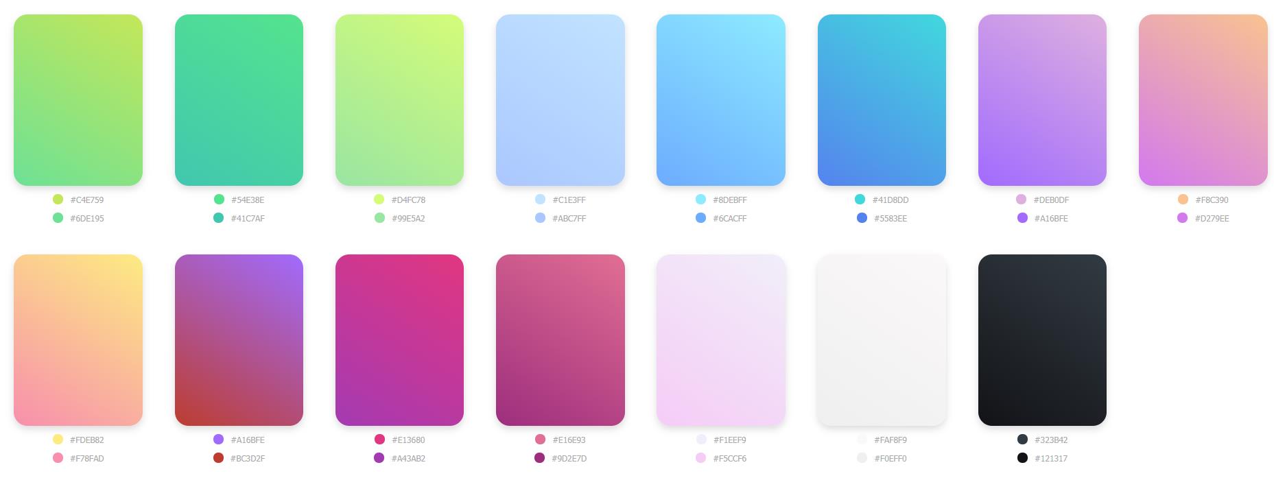 15种CSS3渐变颜色色板配色代码