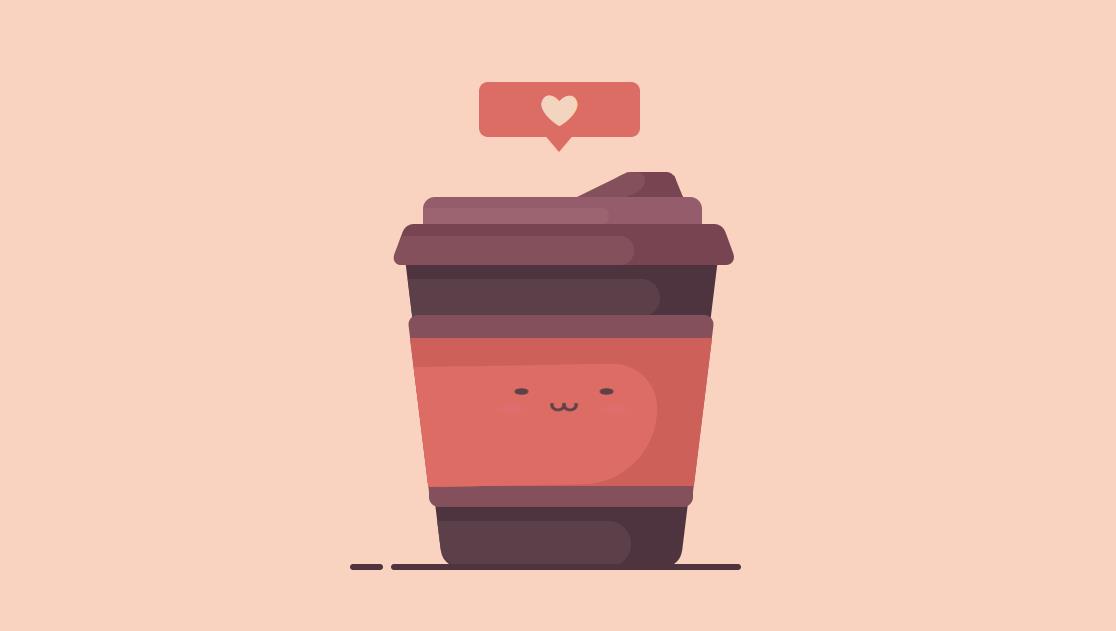 css3卡通爱心咖啡杯表情动画特效