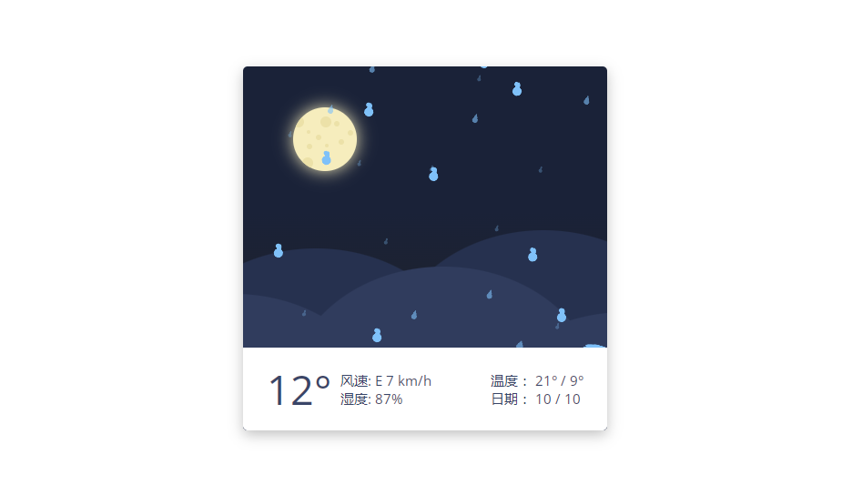 CSS3卡片布局天气预报动画特效