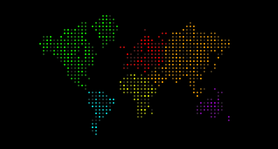 css3彩色点像素世界地图特效