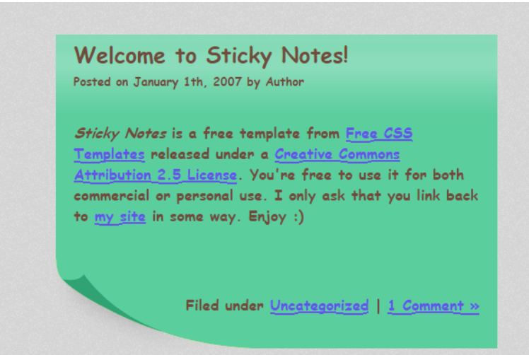 Note paper corner style css web page