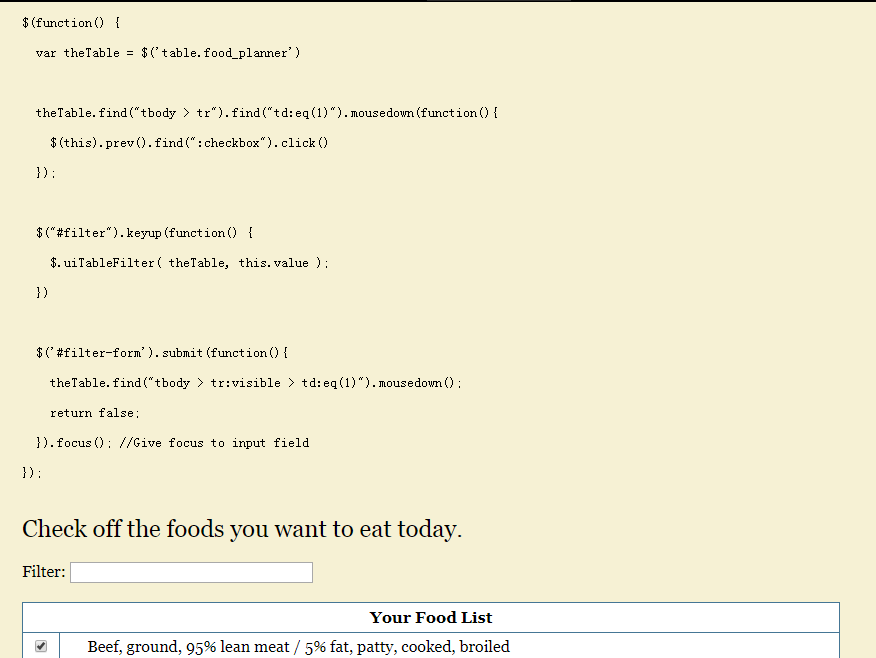 jQuery table filter plug-in uiTableFilter