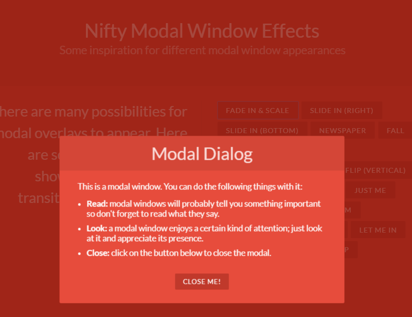 Nifty modal box effect