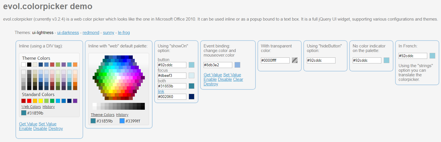 Color selection plug-in evol.colorpicker