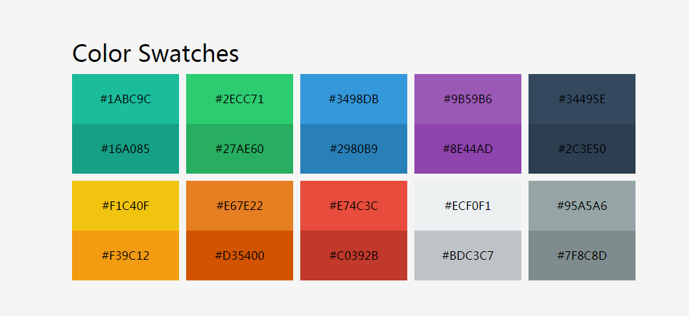 Collection of commonly used web palettes