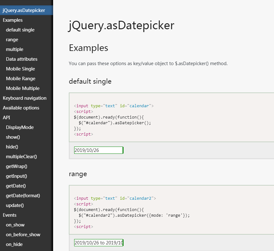 Multifunctional date plug-in asDatepicker