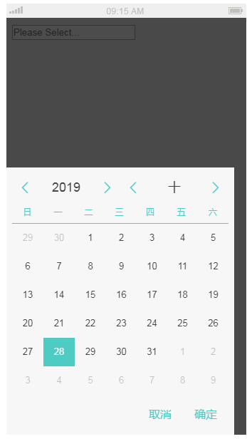 Plug-in de sélection de date APP Mobiscroll