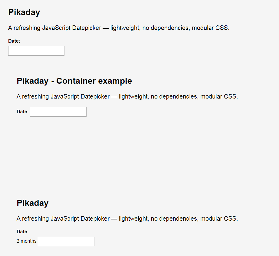 Sélecteur de date JavaScript Pikaday